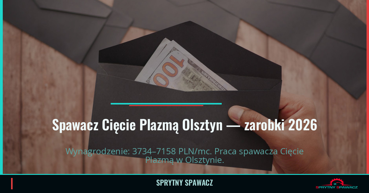 Zarobki spawacza Cięcie Plazmą w Olsztynie 1 Spawacz Cięcie Plazmą Olsztyn — zarobki 3734–7158 PLN/mc — SprytnySpawacz.pl