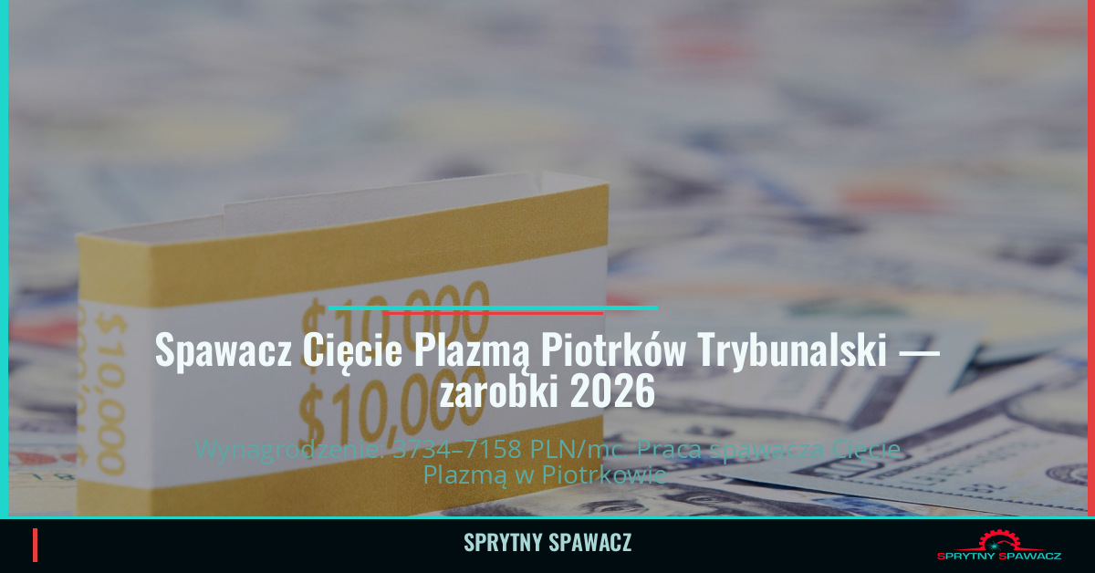 Zarobki spawacza Cięcie Plazmą w Piotrkowie Trybunalskim 1 Spawacz Cięcie Plazmą Piotrków Trybunalski — zarobki 3734–7158 PLN/mc — SprytnySpawacz.pl