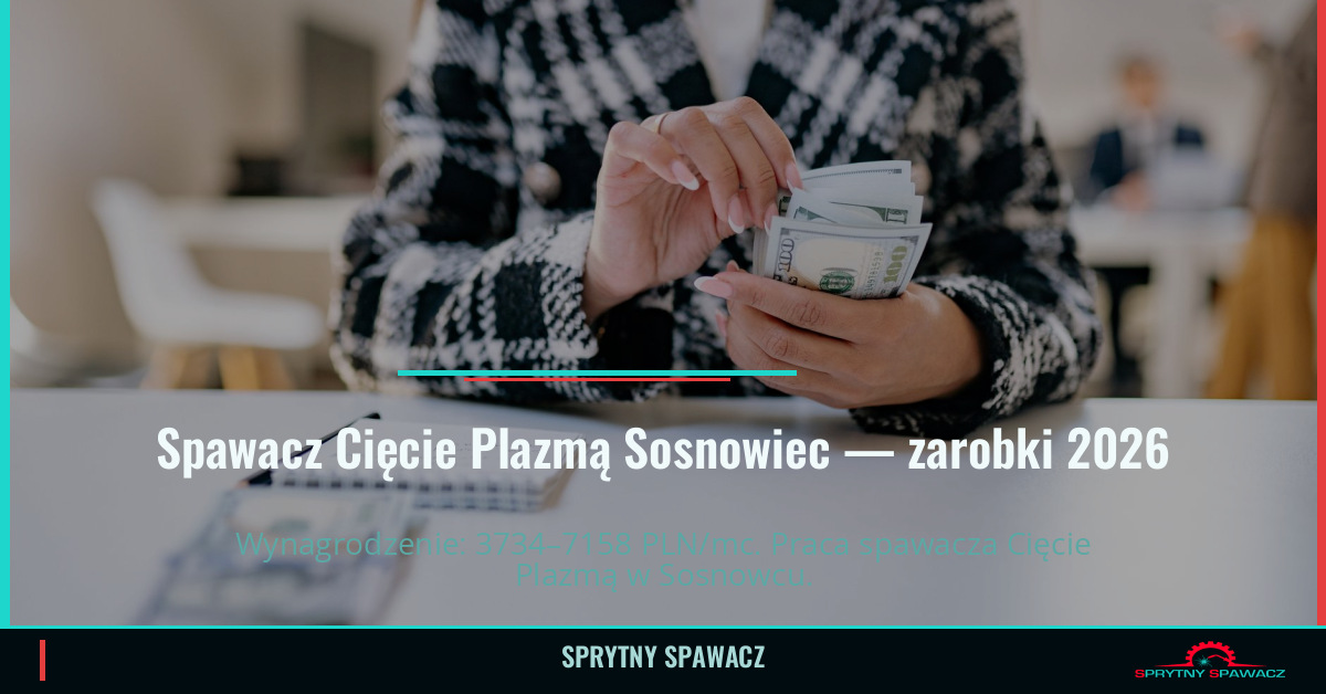 Zarobki spawacza Cięcie Plazmą w Sosnowiec 2026 1 Spawacz Cięcie Plazmą Sosnowiec — zarobki 3734–7158 PLN/mc — SprytnySpawacz.pl