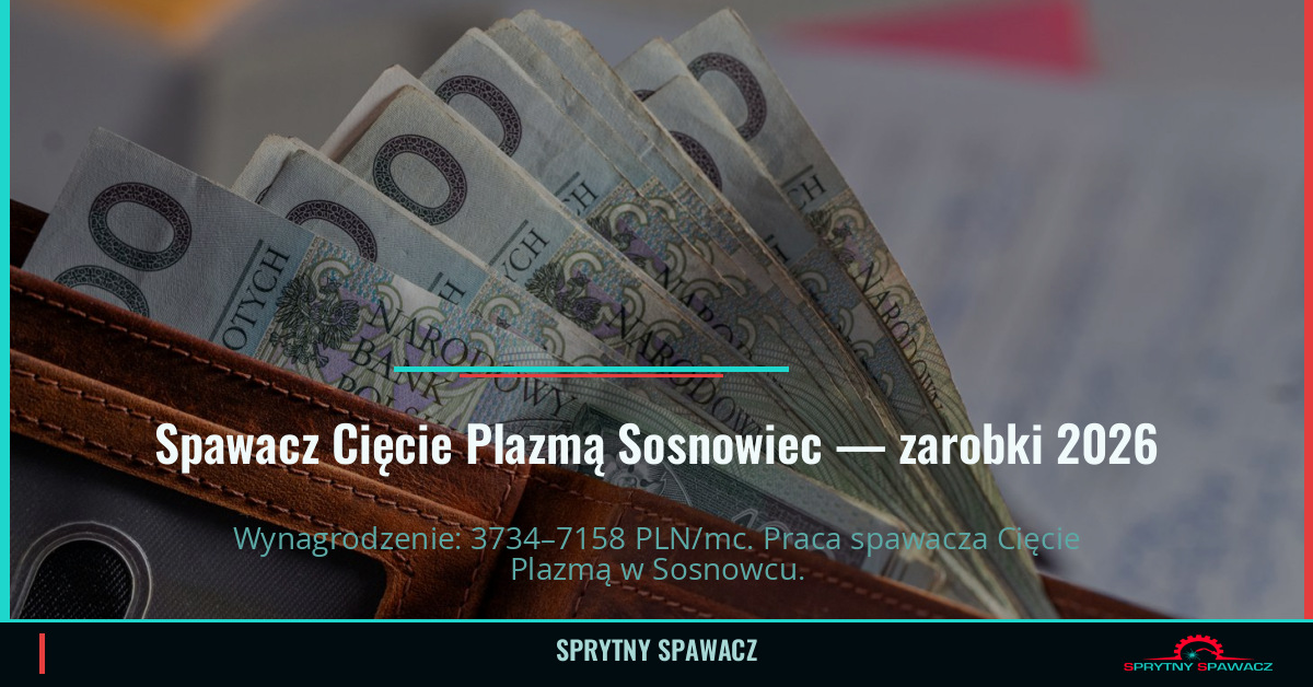 Zarobki spawacza Cięcie Plazmą w Sosnowcu 1 Spawacz Cięcie Plazmą Sosnowiec — zarobki 3734–7158 PLN/mc — SprytnySpawacz.pl