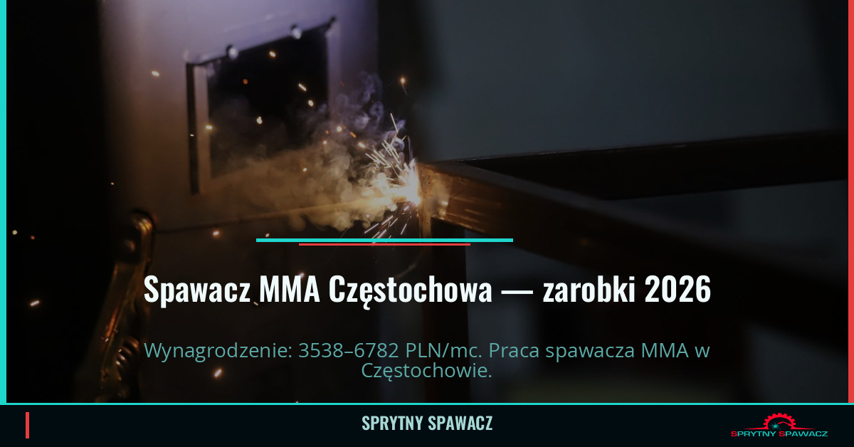 Zarobki spawacza MMA w Częstochowie — Czerwiec 2026 1 Spawacz MMA Częstochowa — zarobki 3538–6782 PLN/mc — SprytnySpawacz.pl