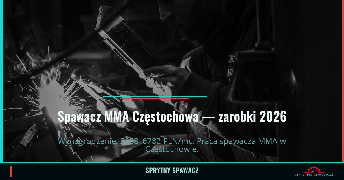 Zarobki spawacza MMA w Częstochowie — Czerwiec 2026 1 Spawacz MMA Częstochowa — zarobki 3538–6782 PLN/mc — SprytnySpawacz.pl