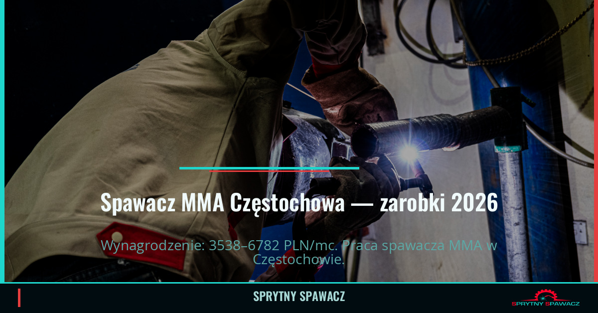 Zarobki spawacza MMA w Częstochowie – Czerwiec 2026 1 Spawacz MMA Częstochowa — zarobki 3538–6782 PLN/mc — SprytnySpawacz.pl