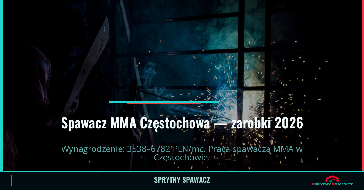 Zarobki spawacza MMA w Częstochowie – Czerwiec 2026 1 Spawacz MMA Częstochowa — zarobki 3538–6782 PLN/mc — SprytnySpawacz.pl
