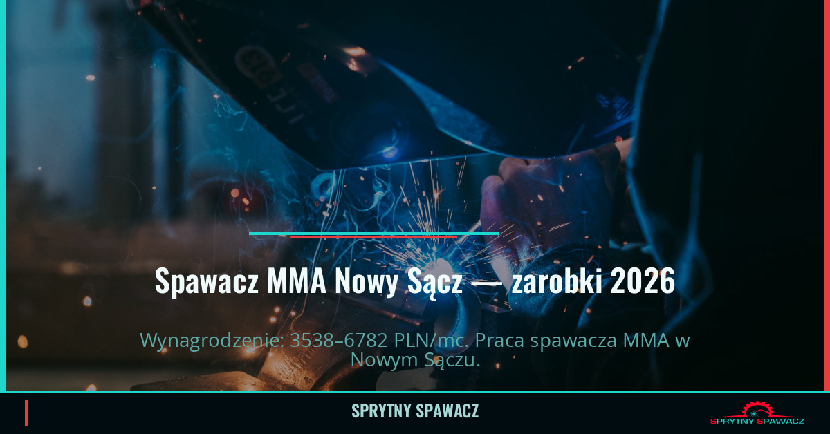 Zarobki spawacza MMA w Nowym Sączu - Czerwiec 2026 1 Spawacz MMA Nowy Sącz — zarobki 3538–6782 PLN/mc — SprytnySpawacz.pl