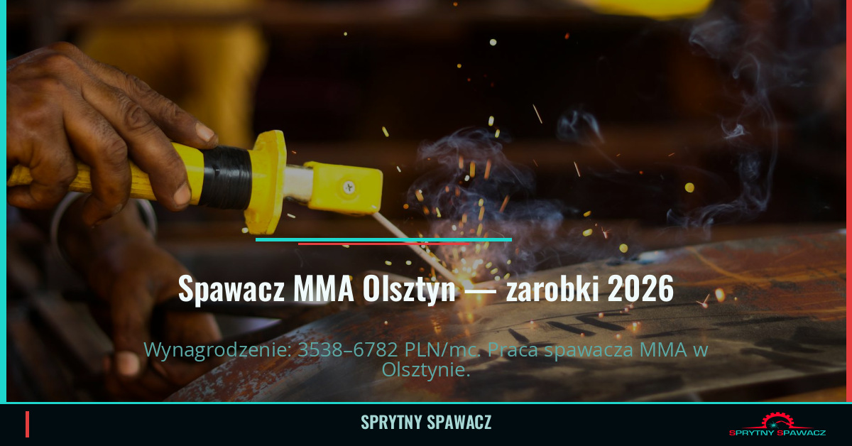 Zarobki spawacza MMA w Olsztynie - Czerwiec 2026 1 Spawacz MMA Olsztyn — zarobki 3538–6782 PLN/mc — SprytnySpawacz.pl