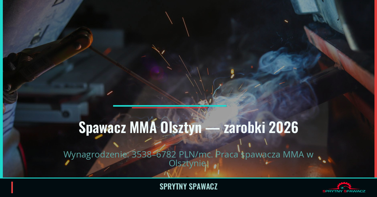 Zarobki spawacza MMA w Olsztynie – Czerwiec 2026 1 Spawacz MMA Olsztyn — zarobki 3538–6782 PLN/mc — SprytnySpawacz.pl