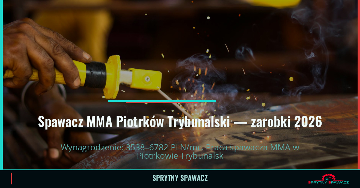 Zarobki spawacza MMA w Piotrków Trybunalski – Czerwiec 2026 1 Spawacz MMA Piotrków Trybunalski — zarobki 3538–6782 PLN/mc — SprytnySpawacz.pl