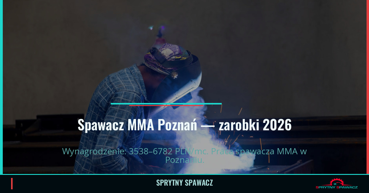 Zarobki spawacza MMA w Poznaniu - Czerwiec 2026 1 Spawacz MMA Poznań — zarobki 3538–6782 PLN/mc — SprytnySpawacz.pl
