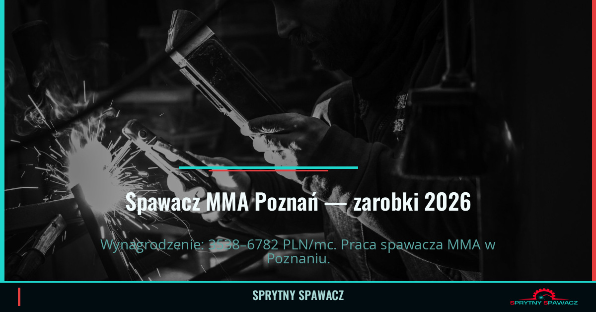 Zarobki spawacza MMA w Poznaniu — Czerwiec 2026 1 Spawacz MMA Poznań — zarobki 3538–6782 PLN/mc — SprytnySpawacz.pl