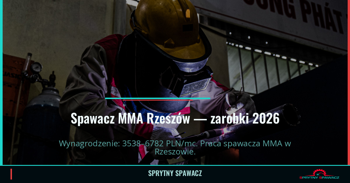 Zarobki spawacza MMA w Rzeszowie — Czerwiec 2026 1 Spawacz MMA Rzeszów — zarobki 3538–6782 PLN/mc — SprytnySpawacz.pl