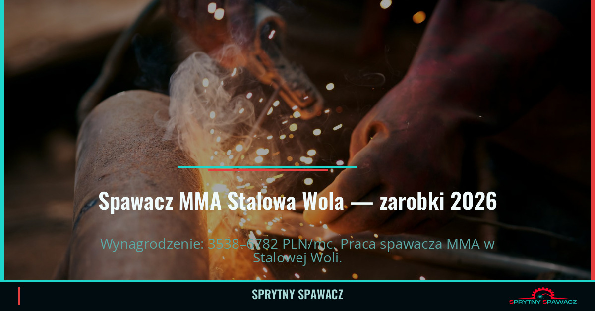 Zarobki spawacza MMA w Stalowej Woli - Czerwiec 2026 1 Spawacz MMA Stalowa Wola — zarobki 3538–6782 PLN/mc — SprytnySpawacz.pl