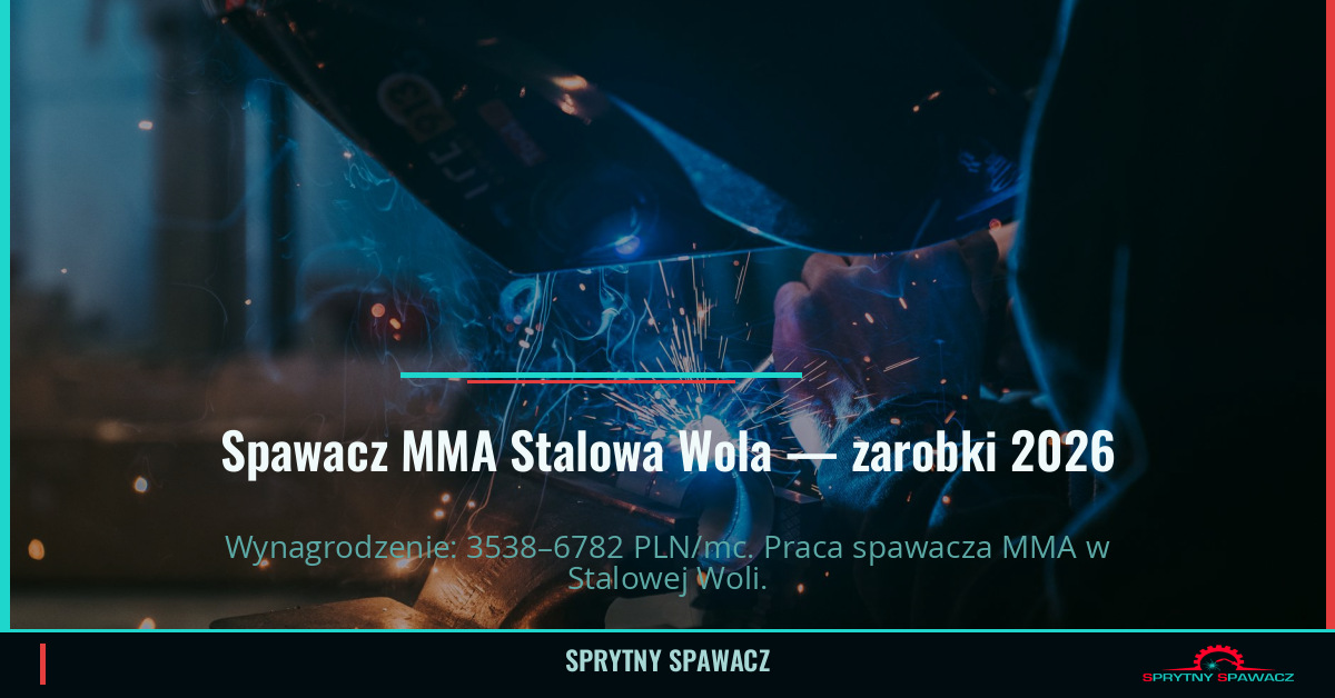 Zarobki spawacza MMA w Stalowej Woli — Czerwiec 2026 1 Spawacz MMA Stalowa Wola — zarobki 3538–6782 PLN/mc — SprytnySpawacz.pl