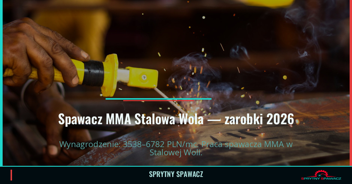 Zarobki spawacza MMA w Stalowej Woli – Czerwiec 2026 1 Spawacz MMA Stalowa Wola — zarobki 3538–6782 PLN/mc — SprytnySpawacz.pl