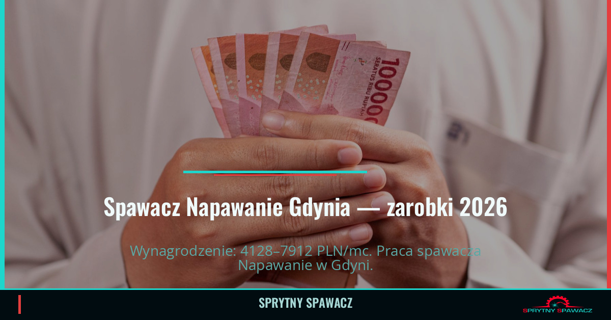 Zarobki spawacza Napawanie w Gdyni - Czerwiec 2026 1 Spawacz Napawanie Gdynia — zarobki 4128–7912 PLN/mc — SprytnySpawacz.pl