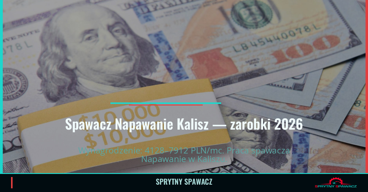 Zarobki spawacza Napawanie w Kaliszu - Czerwiec 2026 1 Spawacz Napawanie Kalisz — zarobki 4128–7912 PLN/mc — SprytnySpawacz.pl
