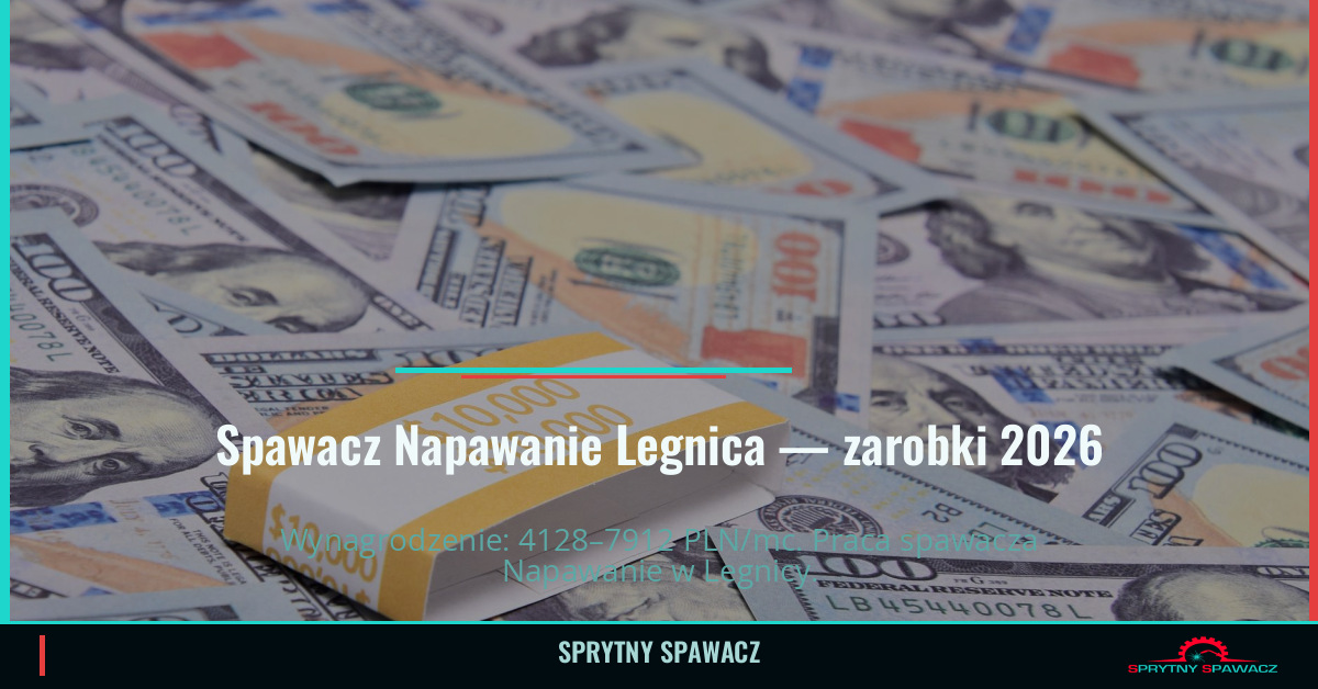 Zarobki spawacza Napawanie w Legnicy — 2026 1 Spawacz Napawanie Legnica — zarobki 4128–7912 PLN/mc — SprytnySpawacz.pl