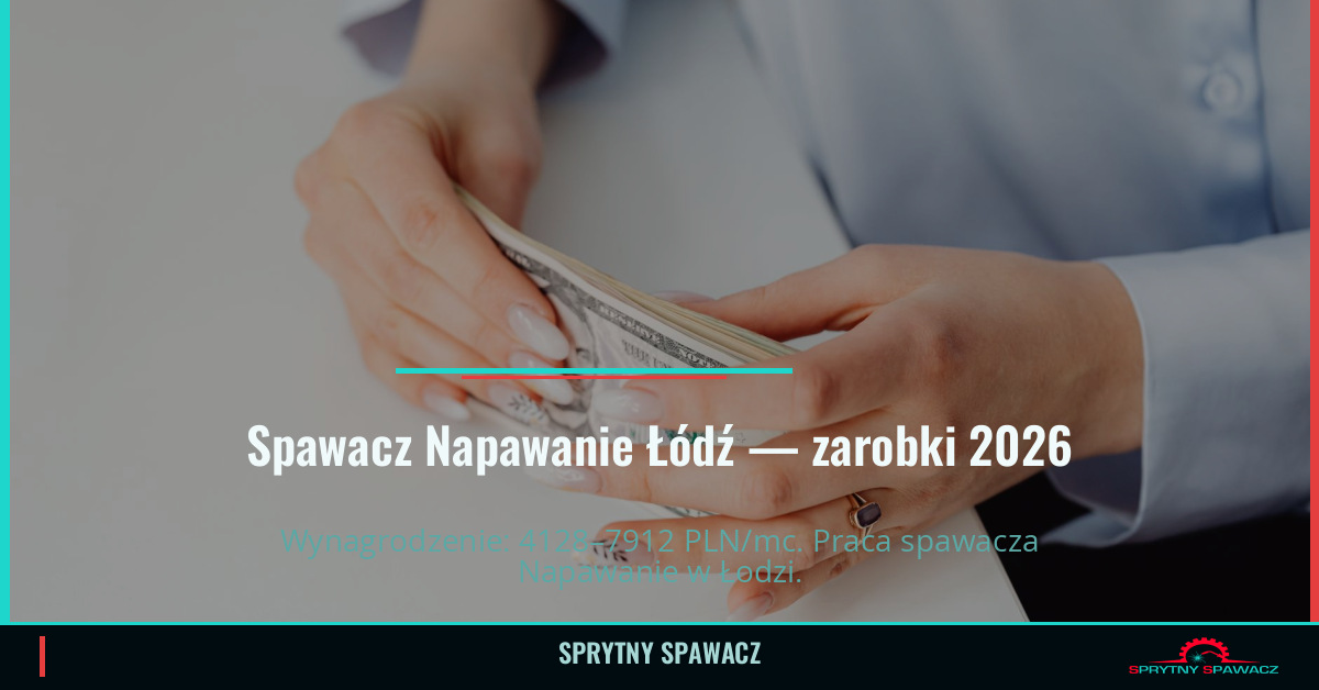 Zarobki spawacza Napawanie w Łodzi — Czerwiec 2026 1 Spawacz Napawanie Łódź — zarobki 4128–7912 PLN/mc — SprytnySpawacz.pl