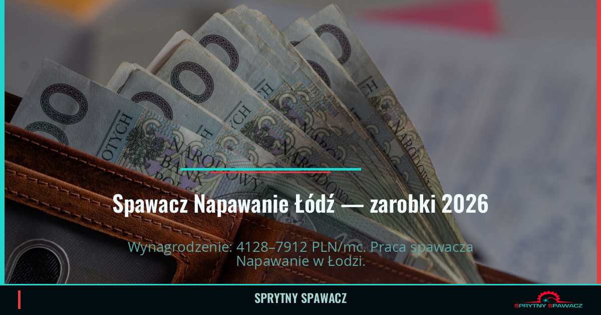 Zarobki spawacza Napawanie w Łodzi — Czerwiec 2026 1 Spawacz Napawanie Łódź — zarobki 4128–7912 PLN/mc — SprytnySpawacz.pl