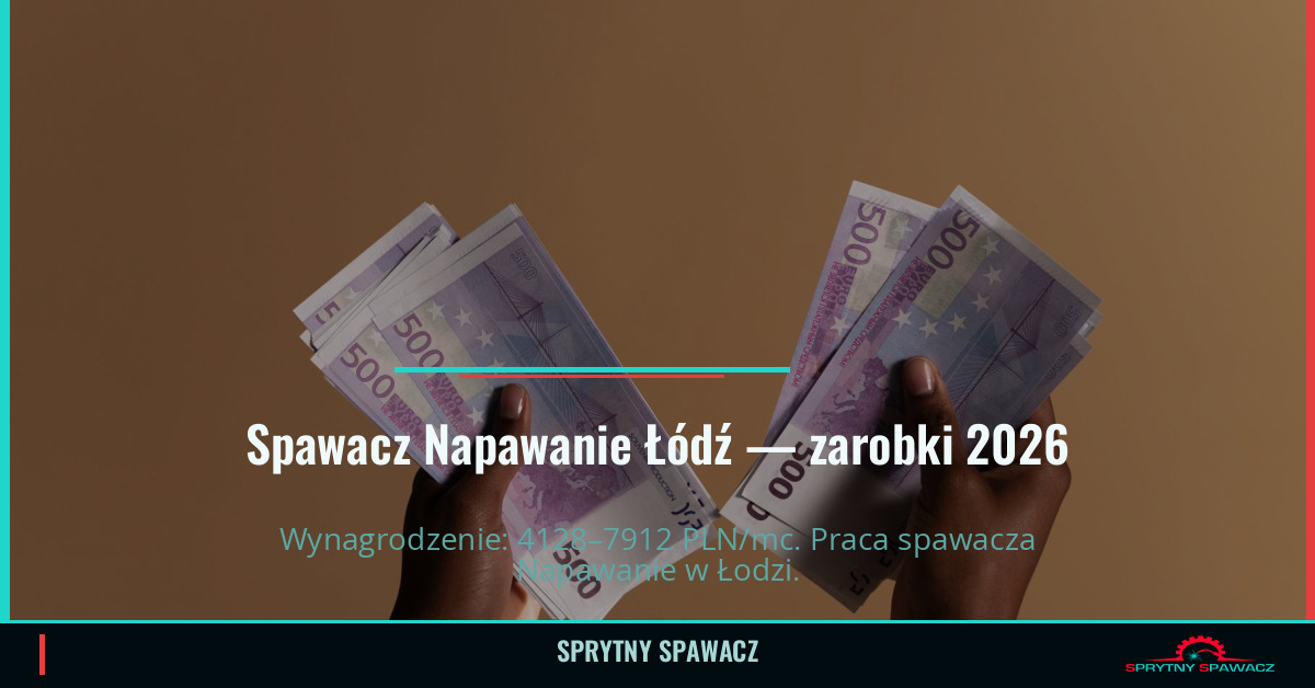 Zarobki spawacza Napawanie w Łodzi — Czerwiec 2026 1 Spawacz Napawanie Łódź — zarobki 4128–7912 PLN/mc — SprytnySpawacz.pl