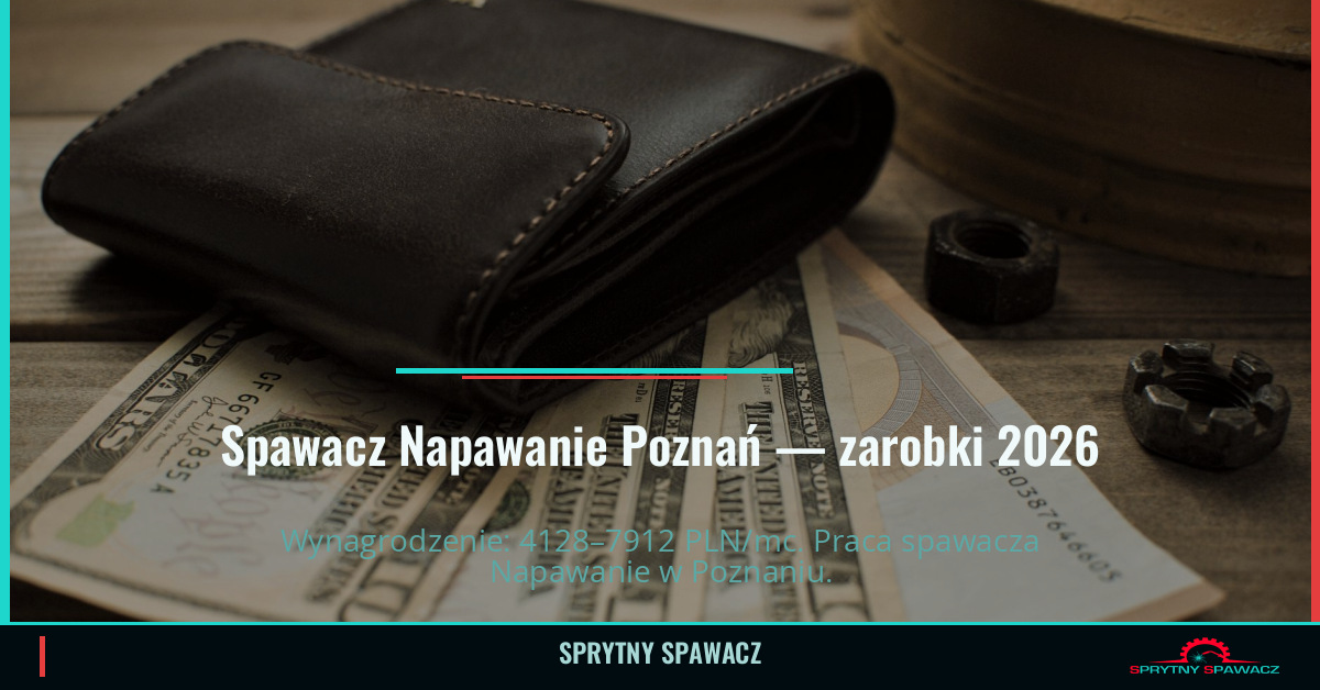 Zarobki spawacza Napawanie w Poznaniu — Czerwiec 2026 1 Spawacz Napawanie Poznań — zarobki 4128–7912 PLN/mc — SprytnySpawacz.pl
