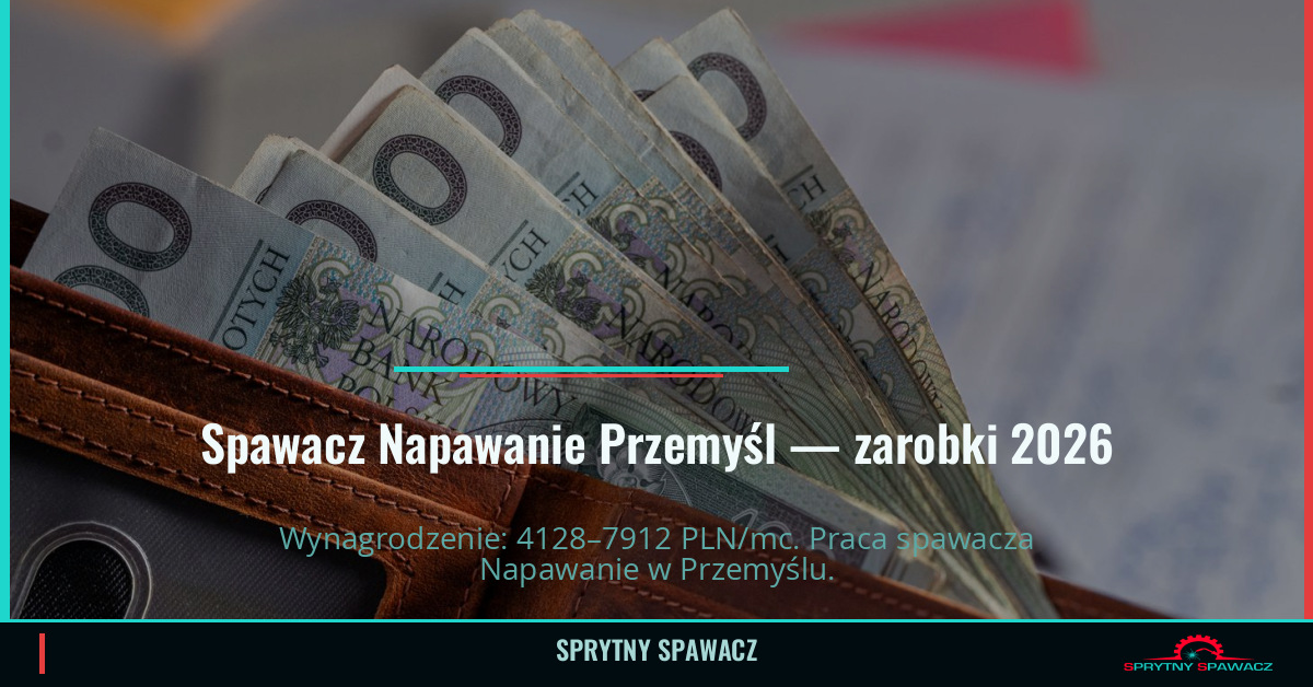 Zarobki spawacza Napawanie w Przemyślu — 2026 1 Spawacz Napawanie Przemyśl — zarobki 4128–7912 PLN/mc — SprytnySpawacz.pl
