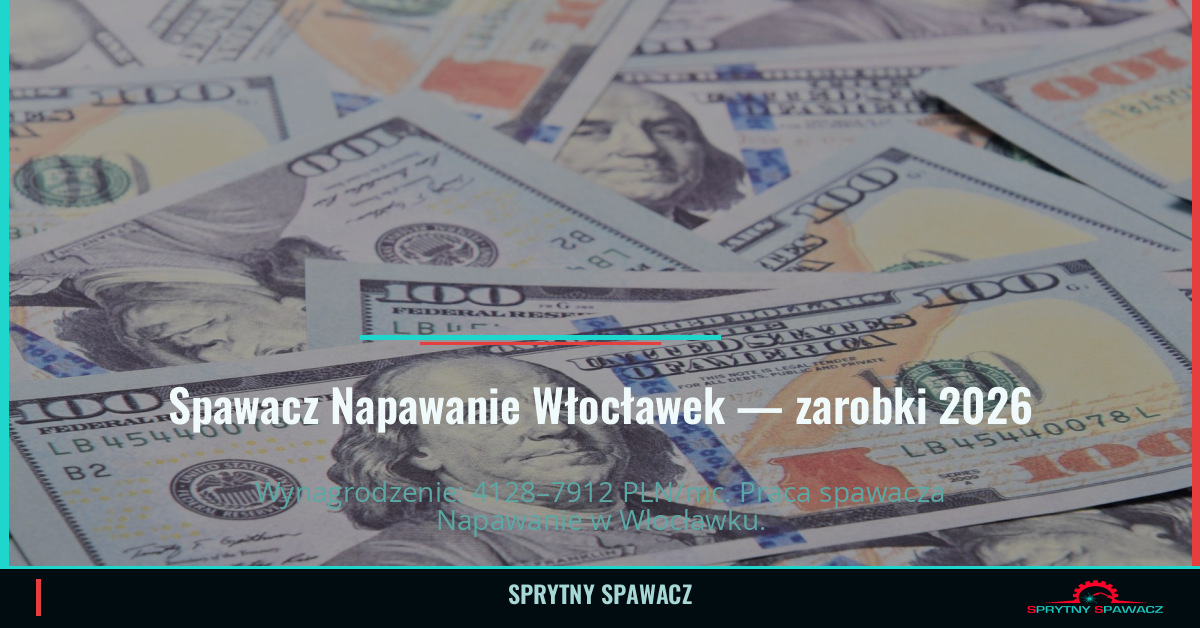 Zarobki spawacza Napawanie w Włocławku 2026 1 Spawacz Napawanie Włocławek — zarobki 4128–7912 PLN/mc — SprytnySpawacz.pl