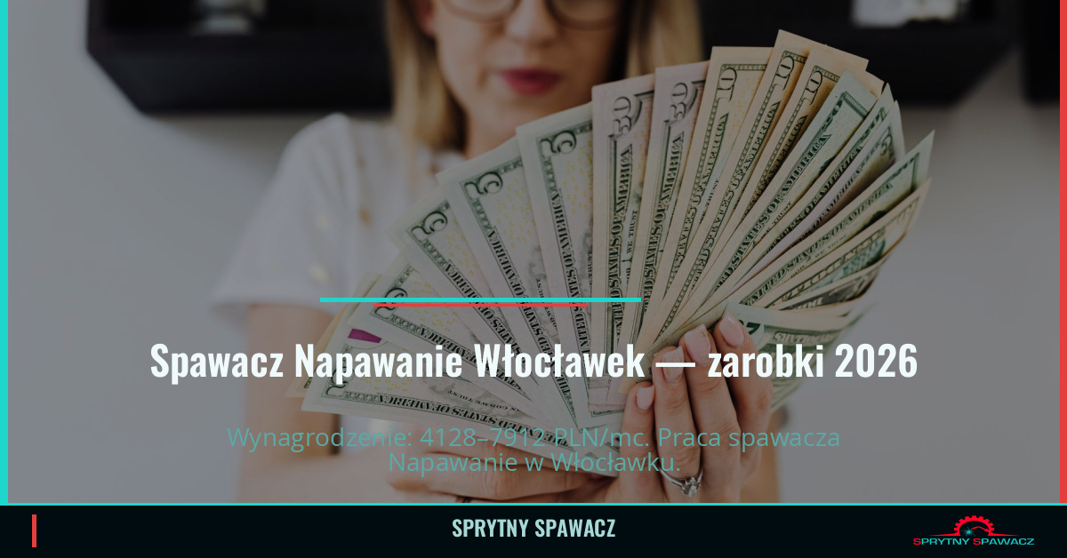 Zarobki spawacza Napawanie w Włocławku - Czerwiec 2026 1 Spawacz Napawanie Włocławek — zarobki 4128–7912 PLN/mc — SprytnySpawacz.pl