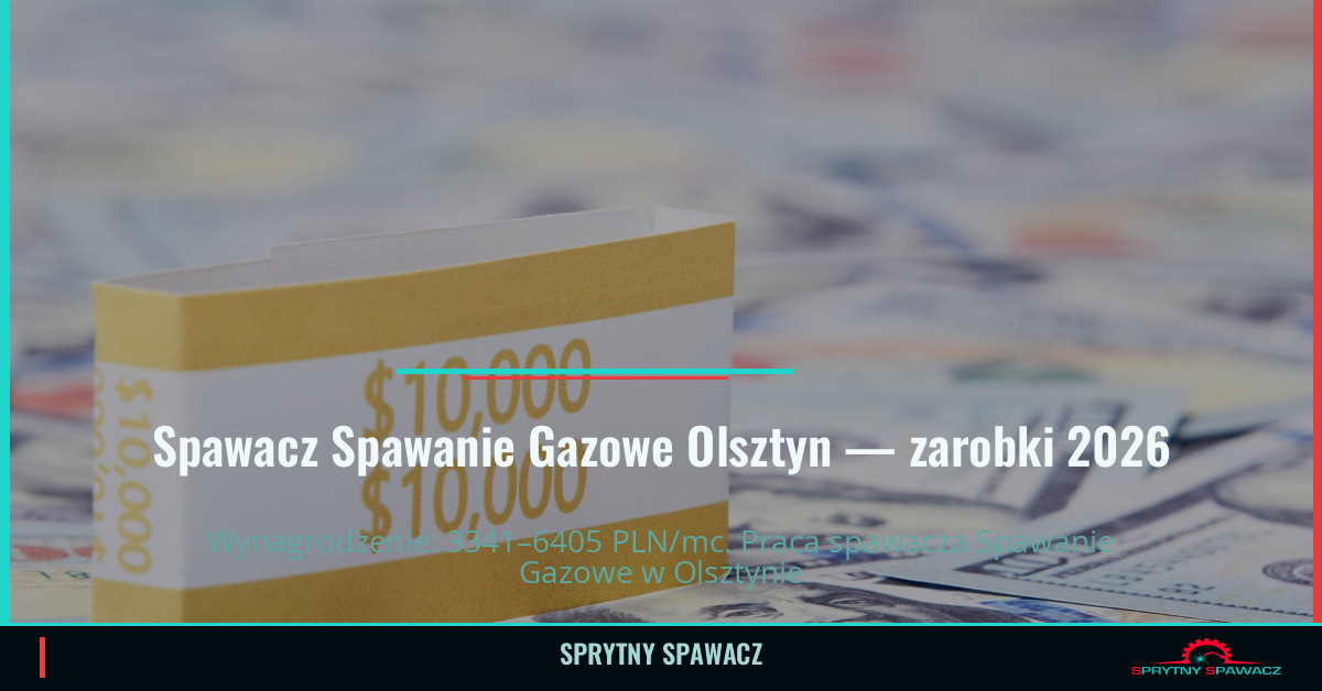 Zarobki spawacza Spawanie Gazowe w Olsztynie 2026 1 Spawacz Spawanie Gazowe Olsztyn — zarobki 3341–6405 PLN/mc — SprytnySpawacz.pl