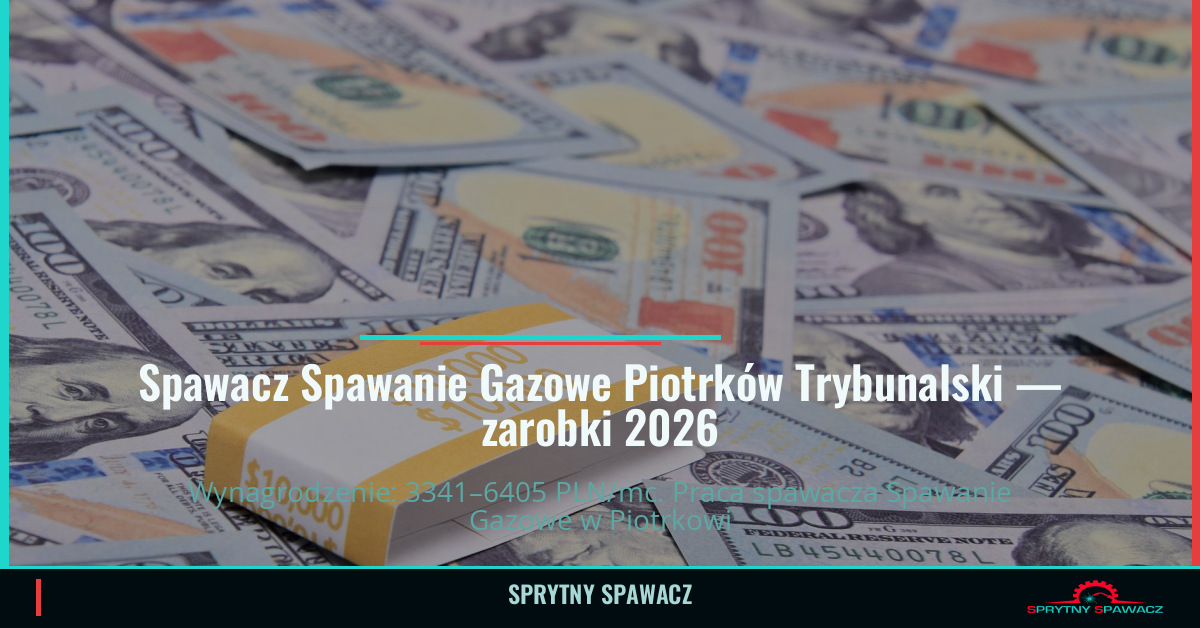 Zarobki spawacza Spawanie Gazowe w Piotrków Trybunalski 1 Spawacz Spawanie Gazowe Piotrków Trybunalski — zarobki 3341–6405 PLN/mc — SprytnySpawacz.pl