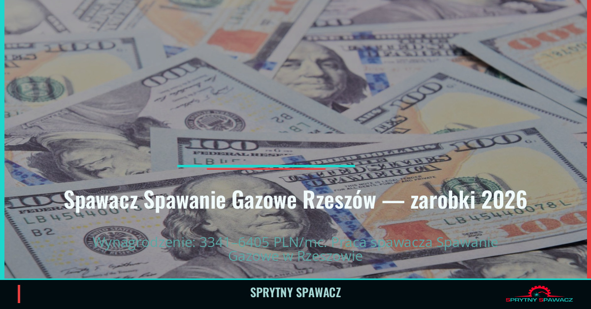 Zarobki spawacza Spawanie Gazowe w Rzeszowie 1 Spawacz Spawanie Gazowe Rzeszów — zarobki 3341–6405 PLN/mc — SprytnySpawacz.pl
