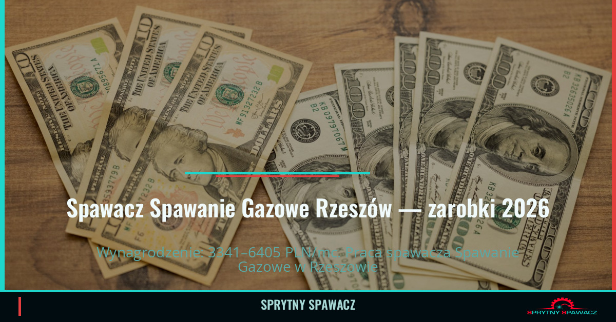 Zarobki spawacza Spawanie Gazowe w Rzeszowie 2026 1 Spawacz Spawanie Gazowe Rzeszów — zarobki 3341–6405 PLN/mc — SprytnySpawacz.pl