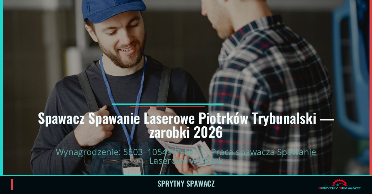 Zarobki spawacza Spawanie Laserowe w Piotrków Trybunalski 1 Spawacz Spawanie Laserowe Piotrków Trybunalski — zarobki 5503–10549 PLN/mc — SprytnySpawacz.pl
