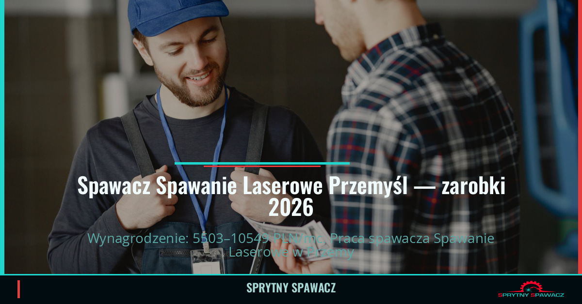 Zarobki spawacza Spawanie Laserowe w Przemyślu 1 Spawacz Spawanie Laserowe Przemyśl — zarobki 5503–10549 PLN/mc — SprytnySpawacz.pl