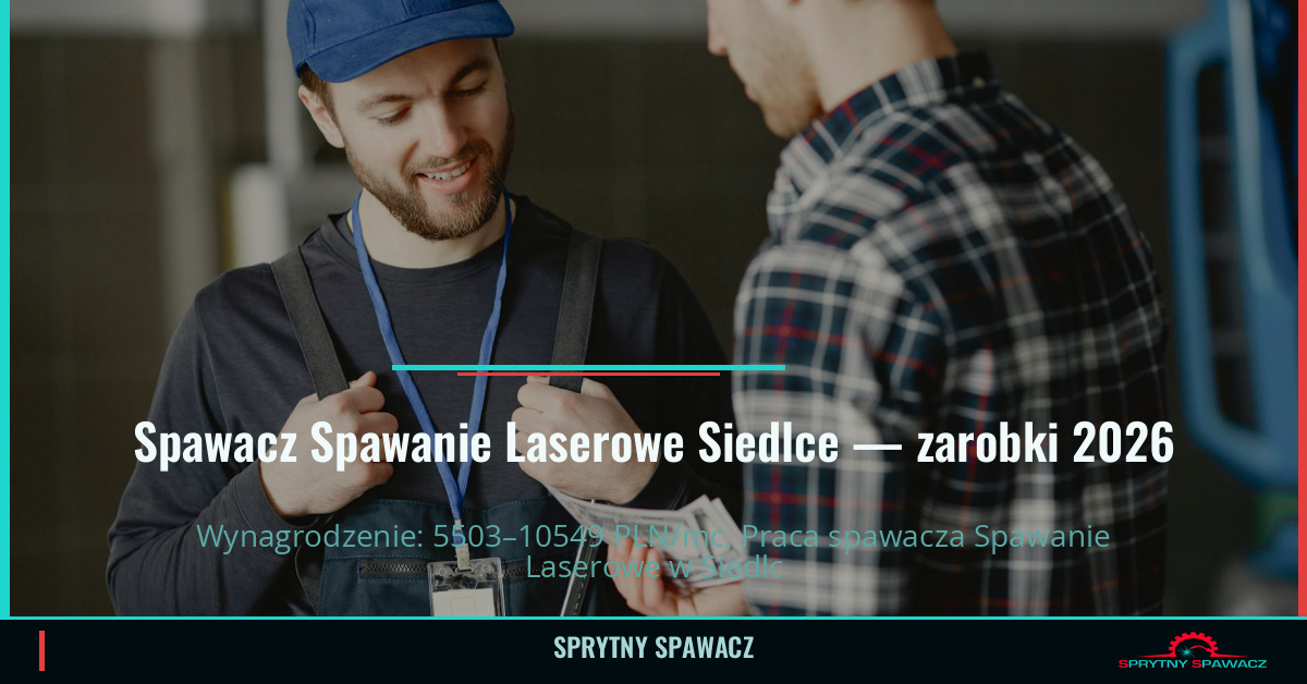 Zarobki spawacza Spawanie Laserowe w Siedlcach 1 Spawacz Spawanie Laserowe Siedlce — zarobki 5503–10549 PLN/mc — SprytnySpawacz.pl