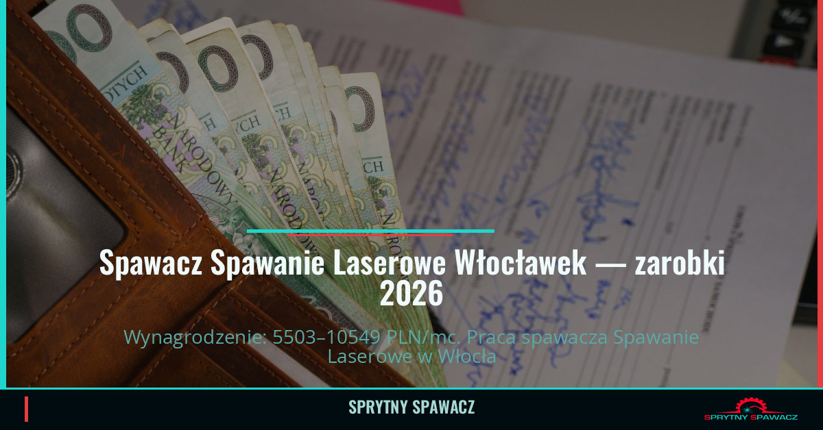 Zarobki spawacza Spawanie Laserowe w Włocławku 1 Spawacz Spawanie Laserowe Włocławek — zarobki 5503–10549 PLN/mc — SprytnySpawacz.pl