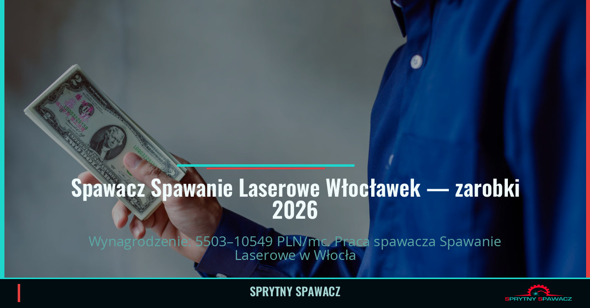 Zarobki spawacza Spawanie Laserowe w Włocławku 2026 1 Spawacz Spawanie Laserowe Włocławek — zarobki 5503–10549 PLN/mc — SprytnySpawacz.pl