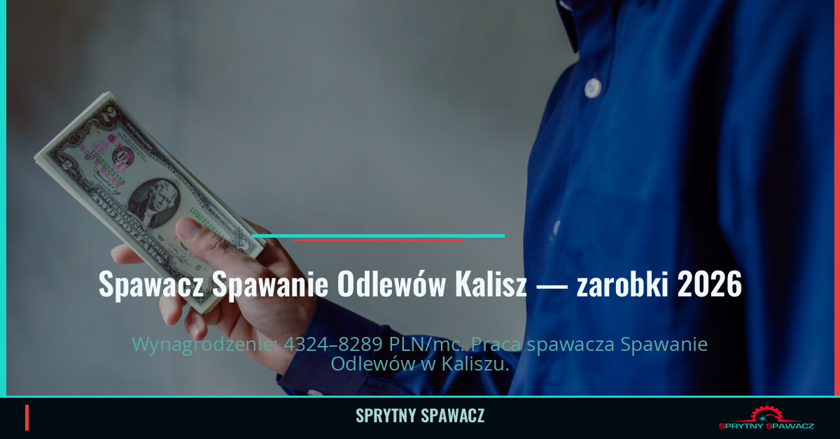 Zarobki spawacza Spawanie Odlewów w Kalisz 1 Spawacz Spawanie Odlewów Kalisz — zarobki 4324–8289 PLN/mc — SprytnySpawacz.pl