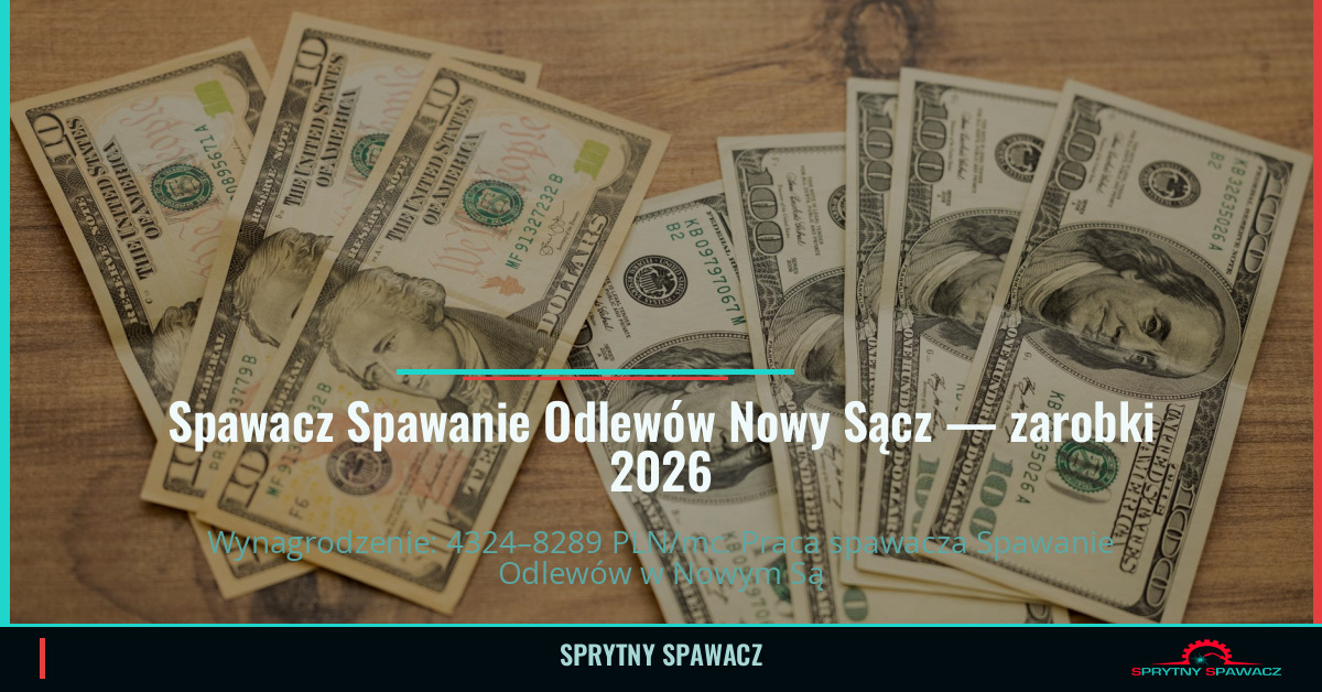 Zarobki spawacza Spawanie Odlewów w Nowym Sączu 1 Spawacz Spawanie Odlewów Nowy Sącz — zarobki 4324–8289 PLN/mc — SprytnySpawacz.pl