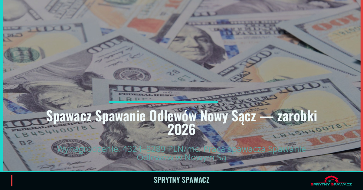 Zarobki spawacza Spawanie Odlewów w Nowym Sączu 1 Spawacz Spawanie Odlewów Nowy Sącz — zarobki 4324–8289 PLN/mc — SprytnySpawacz.pl
