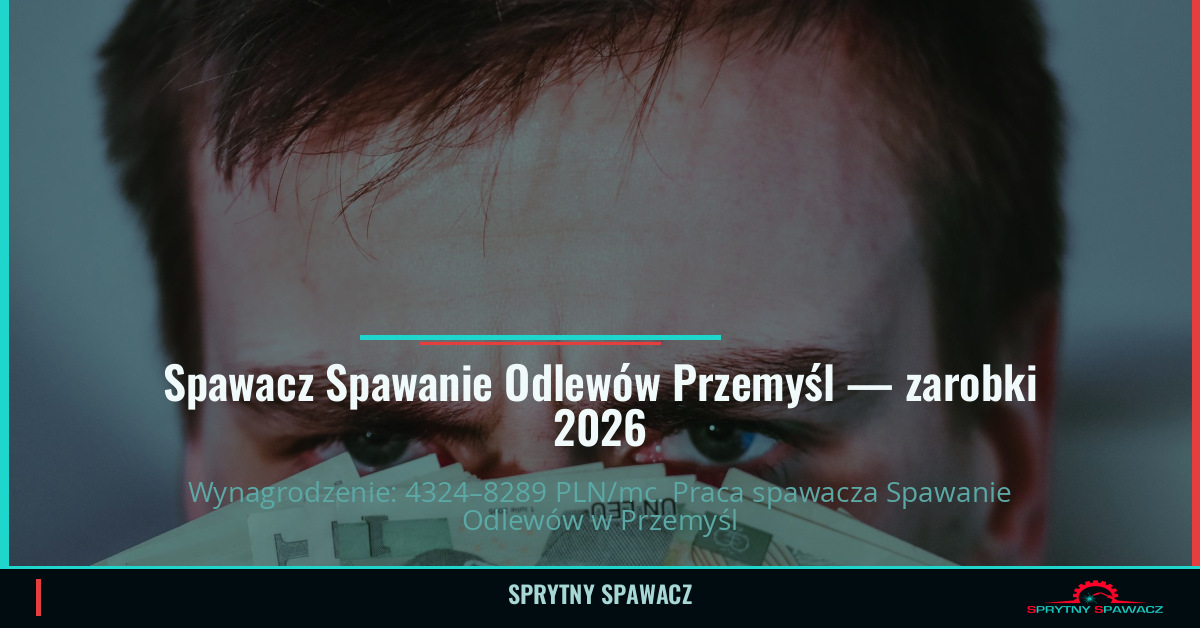 Zarobki spawacza Spawanie Odlewów w Przemyślu 1 Spawacz Spawanie Odlewów Przemyśl — zarobki 4324–8289 PLN/mc — SprytnySpawacz.pl