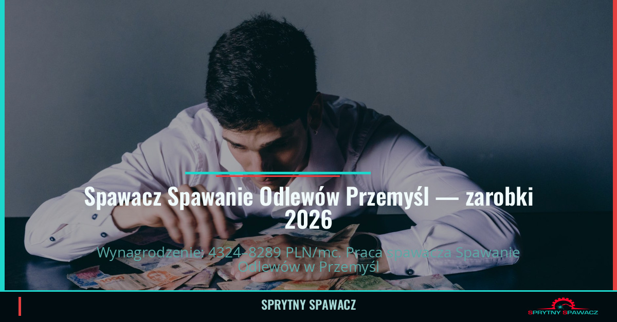 Zarobki spawacza Spawanie Odlewów w Przemyślu 1 Spawacz Spawanie Odlewów Przemyśl — zarobki 4324–8289 PLN/mc — SprytnySpawacz.pl