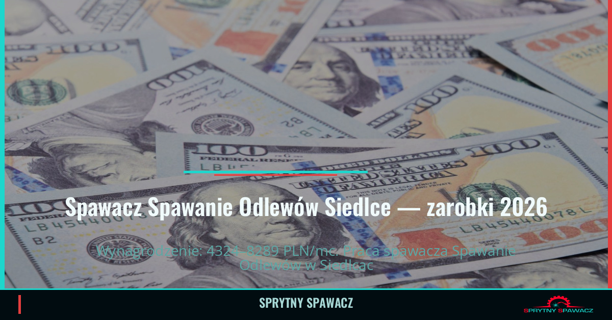Zarobki spawacza Spawanie Odlewów w Siedlcach 1 Spawacz Spawanie Odlewów Siedlce — zarobki 4324–8289 PLN/mc — SprytnySpawacz.pl