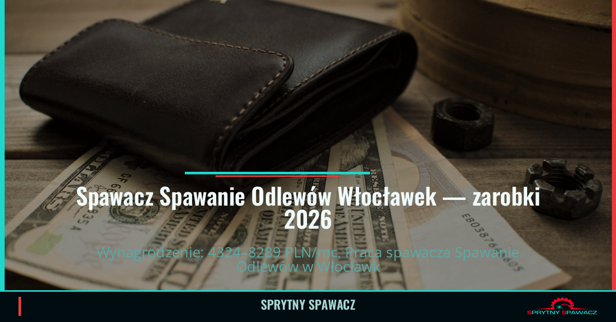 Zarobki spawacza Spawanie Odlewów w Włocławku 1 Spawacz Spawanie Odlewów Włocławek — zarobki 4324–8289 PLN/mc — SprytnySpawacz.pl