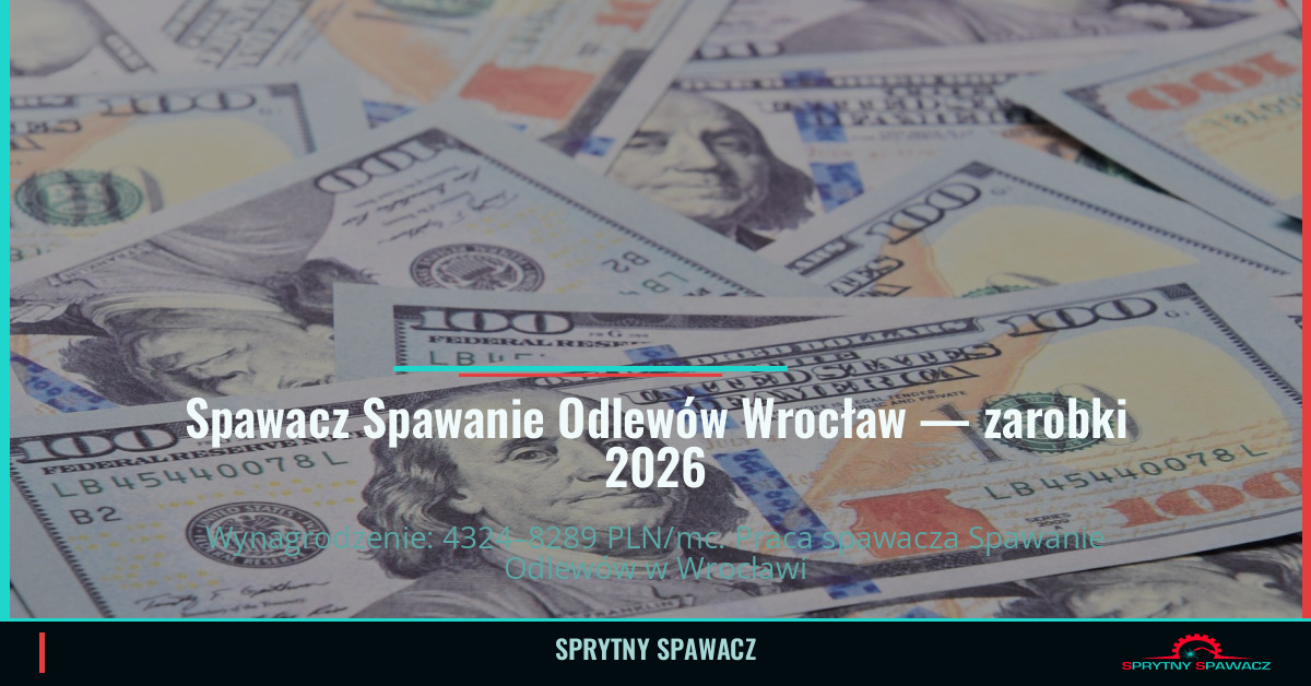 Zarobki spawacza Spawanie Odlewów we Wrocławiu 1 Spawacz Spawanie Odlewów Wrocław — zarobki 4324–8289 PLN/mc — SprytnySpawacz.pl