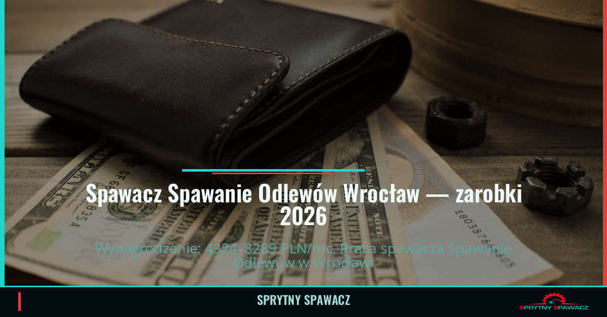 Zarobki spawacza Spawanie Odlewów we Wrocławiu 1 Spawacz Spawanie Odlewów Wrocław — zarobki 4324–8289 PLN/mc — SprytnySpawacz.pl
