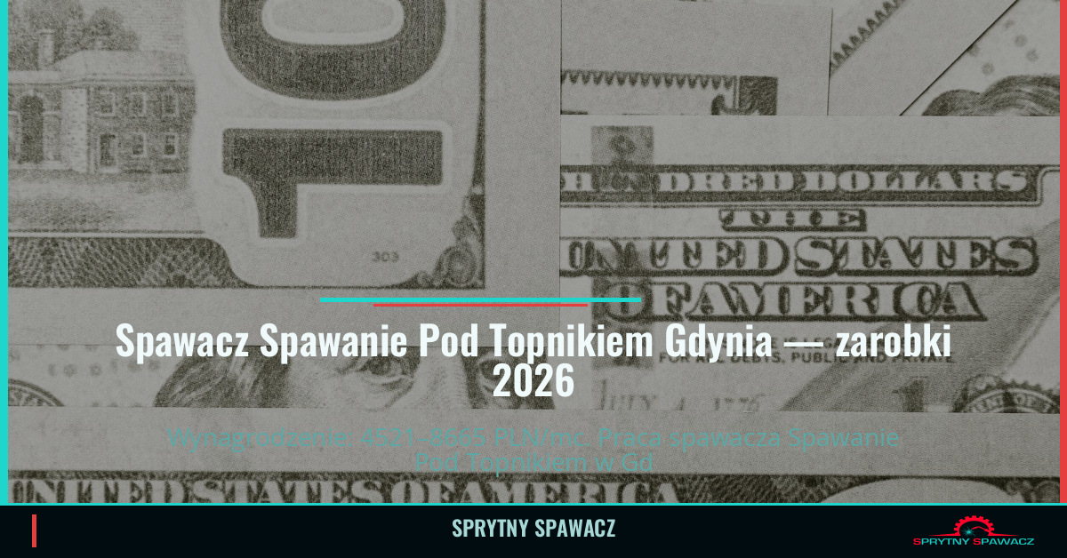 Zarobki spawacza Pod Topnikiem w Gdyni 2026 1 Spawacz Spawanie Pod Topnikiem Gdynia — zarobki 4521–8665 PLN/mc — SprytnySpawacz.pl