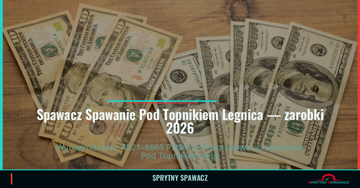 Zarobki spawacza Spawanie Pod Topnikiem w Legnicy 1 Spawacz Spawanie Pod Topnikiem Legnica — zarobki 4521–8665 PLN/mc — SprytnySpawacz.pl