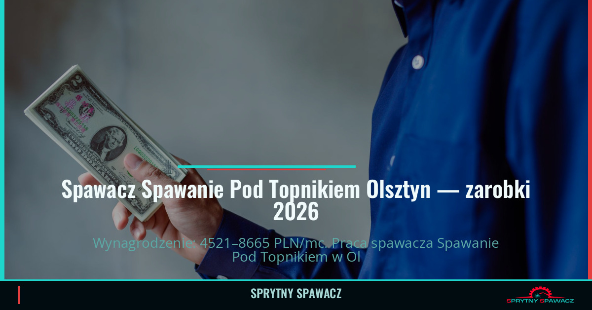 Zarobki spawacza Spawanie Pod Topnikiem w Olsztynie 1 Spawacz Spawanie Pod Topnikiem Olsztyn — zarobki 4521–8665 PLN/mc — SprytnySpawacz.pl