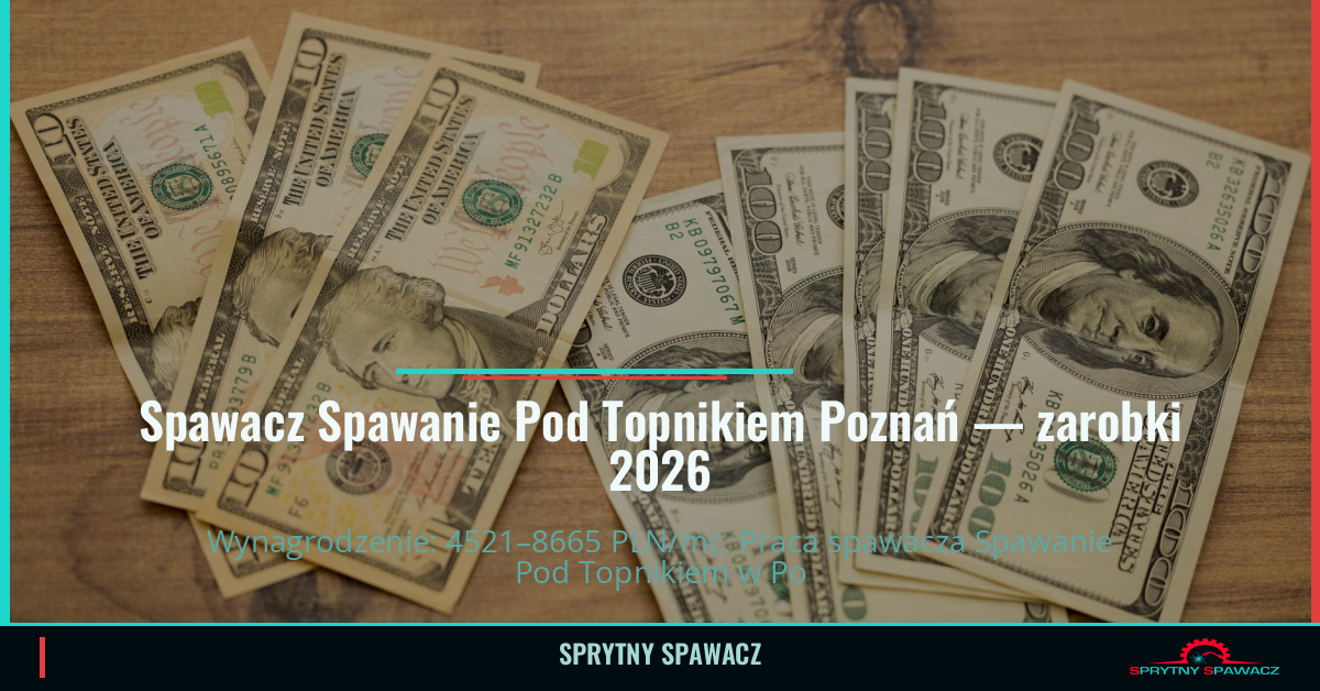 Zarobki spawacza Spawanie Pod Topnikiem w Poznaniu 1 Spawacz Spawanie Pod Topnikiem Poznań — zarobki 4521–8665 PLN/mc — SprytnySpawacz.pl